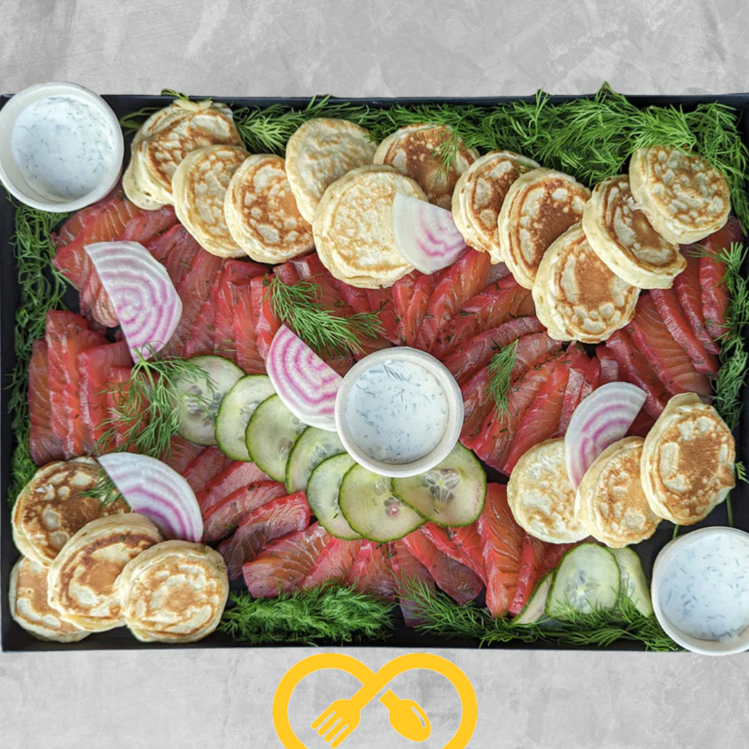 plateau de gravlax de saumon et blinis | 10 personnes