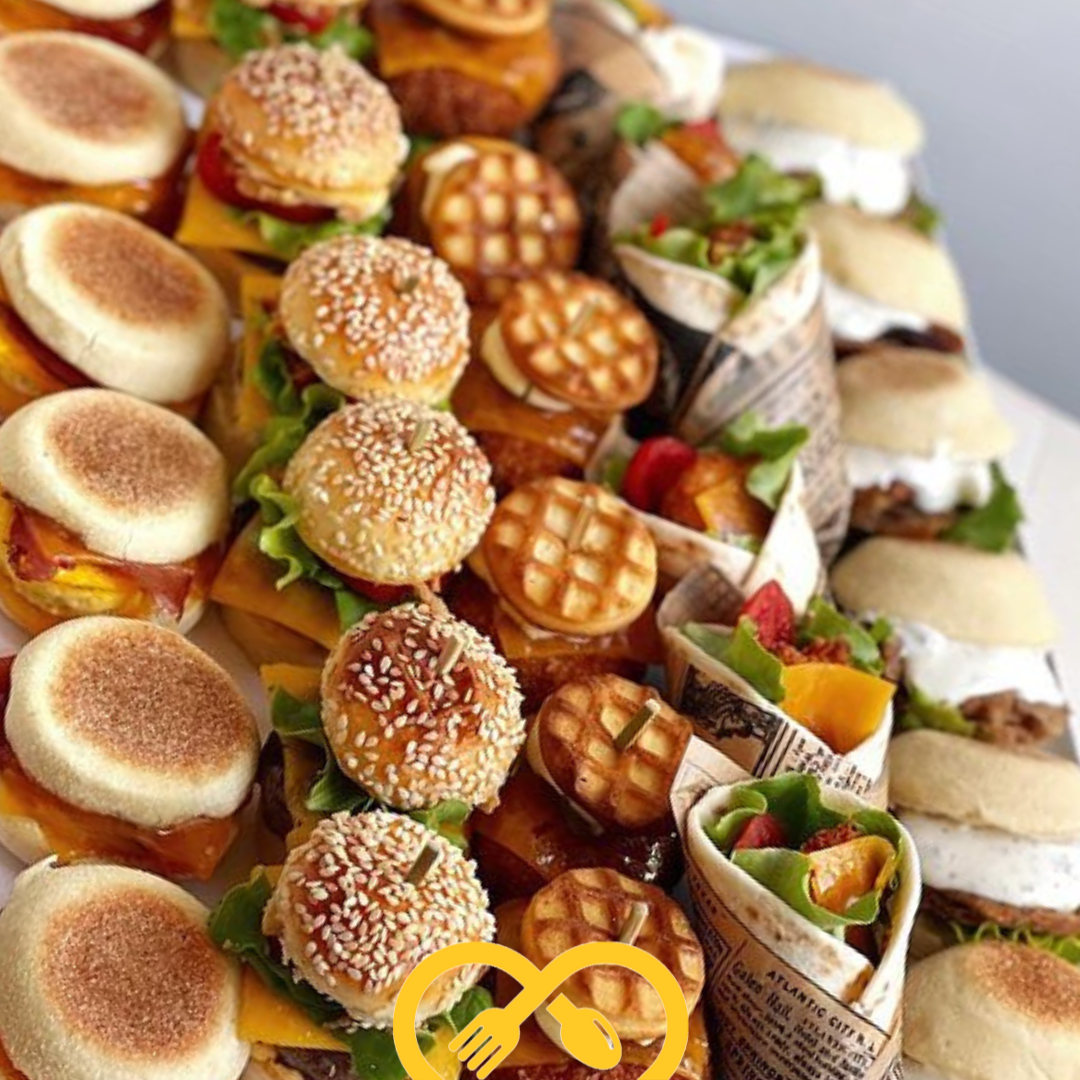 plateau burger, batbout, egg muffin, waffle burger, wrap | 30pcs