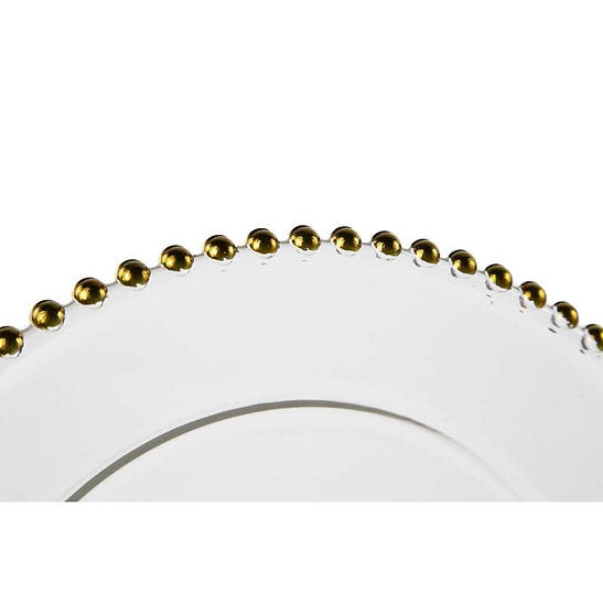 assiette perlée 30cm - transparent/doré