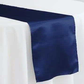 chemins de table - satin bleu marine