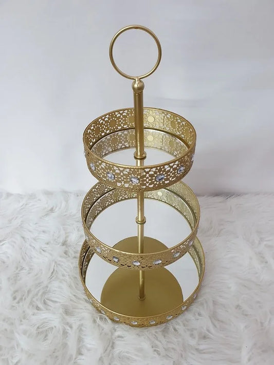 PLATEAU 2 ÉTAGES SUPPORT APÉRITIFS - DORÉ