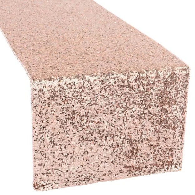 chemins de table - sequins rose gold blush