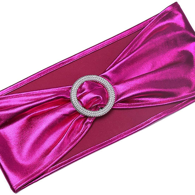 noeud lycra + broche - fuchsia métallisé