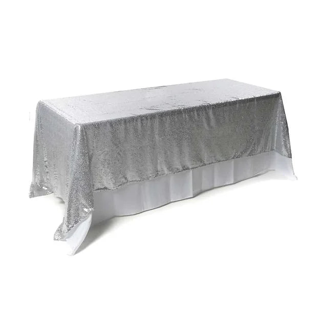 nappe rectangulaire sequins -argenté