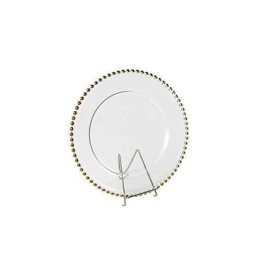 assiette perlée 30cm - transparent/doré