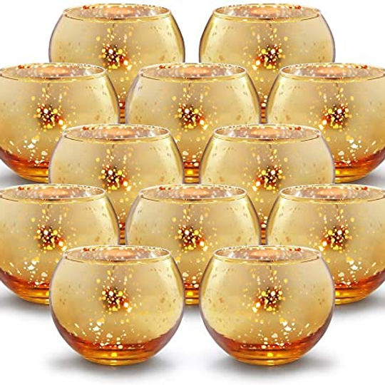 photophore en verre - doré