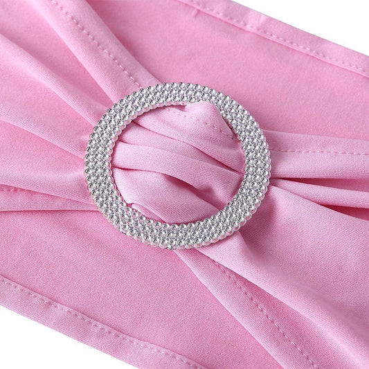 NOEUD LYCRA + BROCHE - ROSE