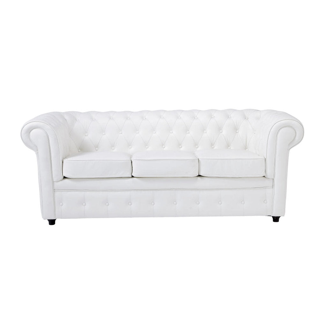 canapé chesterfield 3 places - cuir blanc